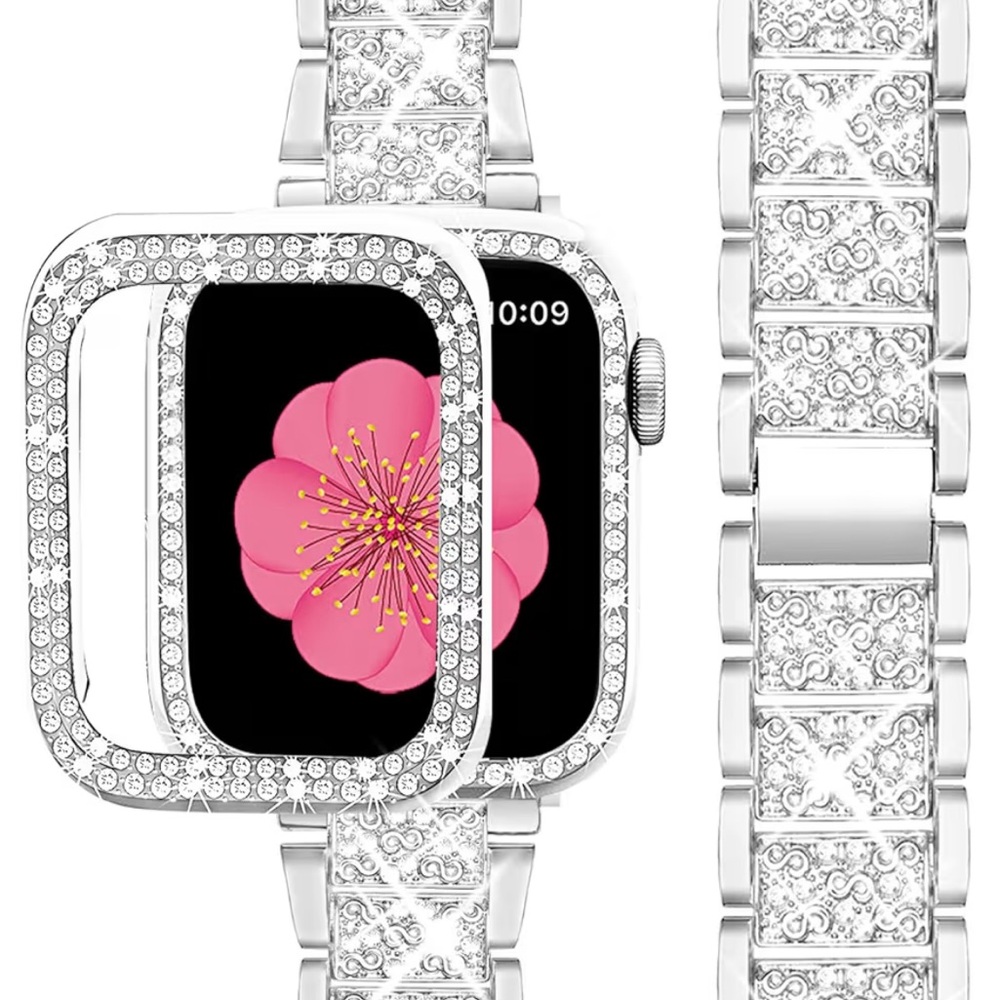 SUPOIX Compatible with Apple Watch Band 40mm+ Case, Women Jewelry Bling Diamond